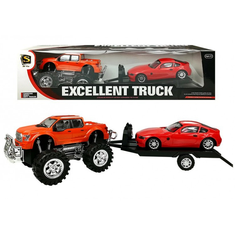 Odťahovacie vozidlo Monster Truck s autom 58 cm oranžové
